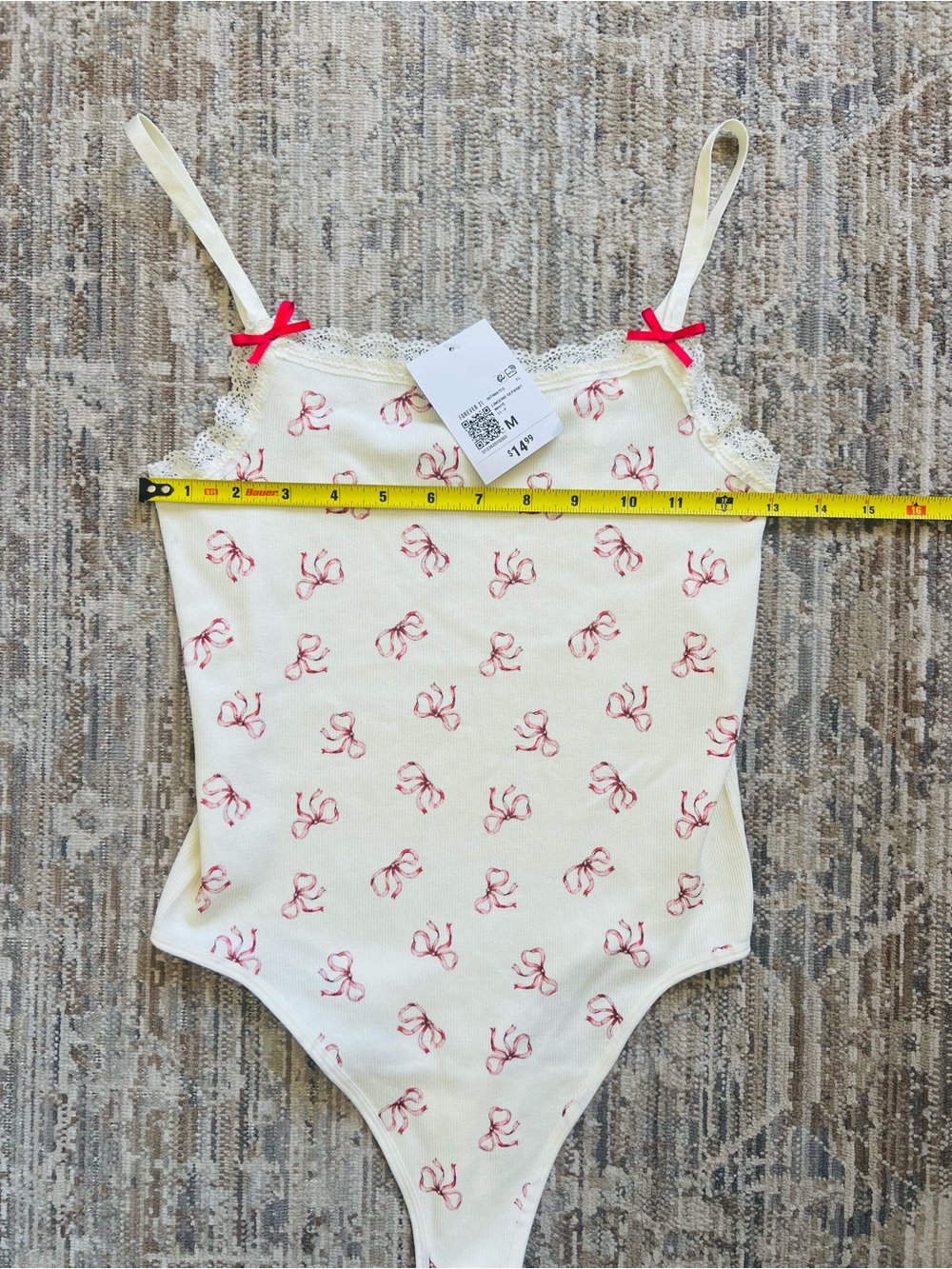 Forever 21 Cream Lace Bow-Print Bodysuit - Picture 5 of 6